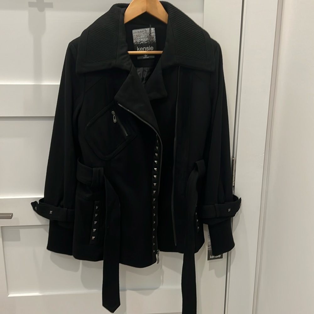 Kenzie wool coat with studs and belt